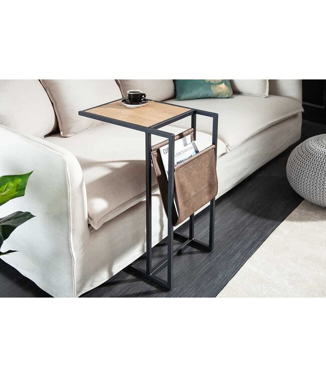 Invicta Interior industrieele laptoptafel LOFT 48cm eikenlook bijzettafel met plank - 41207