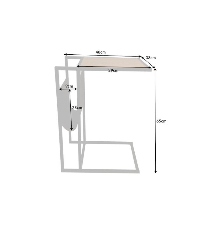 Invicta Interior industrieele laptoptafel LOFT 48cm eikenlook bijzettafel met plank - 41207