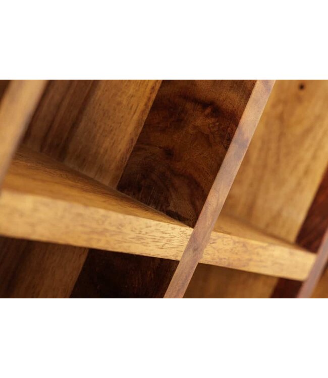 Invicta Interior Massief houten wijnrek CUBUS 40 cm Handgemaakte bijzettafel met sheesham steenafwerking - 41137
