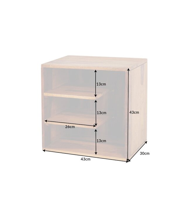 Invicta Interior Stevige bijzettafel CUBUS 43 cm plank met sheesham steenafwerking - 41136