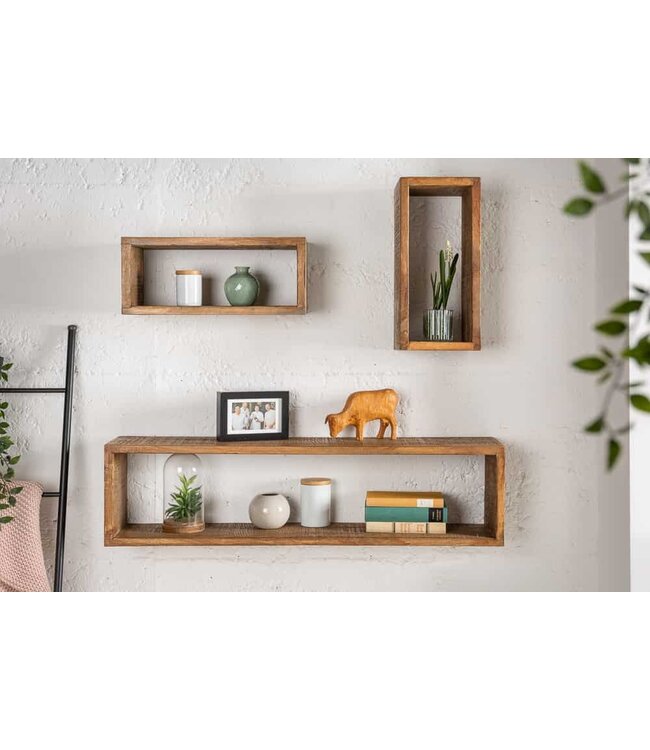 Invicta Interior Stevige wandplank set van 3 HEMINGWAY 94cm bruin gemaakt van mangohout - 41067