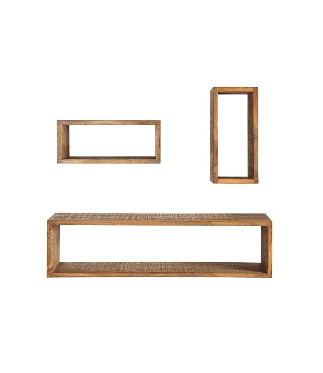 Invicta Interior Stevige wandplank set van 3 HEMINGWAY 94cm bruin gemaakt van mangohout - 41067