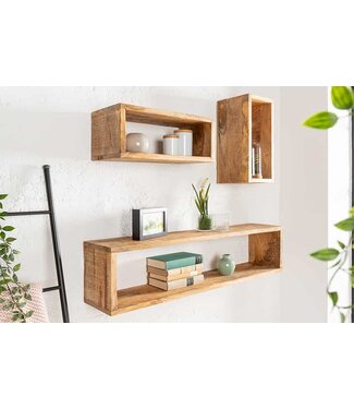 Invicta Interior Stevige wandplank set van 3 HEMINGWAY 94cm gemaakt van mangohout - 41066