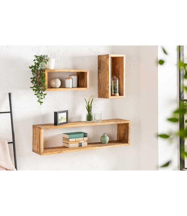 Invicta Interior Stevige wandplank set van 3 HEMINGWAY 94cm gemaakt van mangohout - 41066