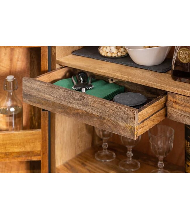 Invicta Interior Massieve barkast SCORPION 141cm bruin mangohout gedetailleerd 3D-houtsnijwerk - 40955