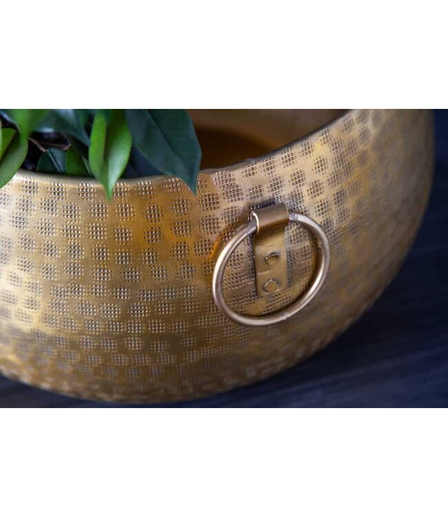 Invicta Interior Handgemaakte schalenset van 2 ORIENT gouden bloempotten in gehamerd ontwerp - 40910