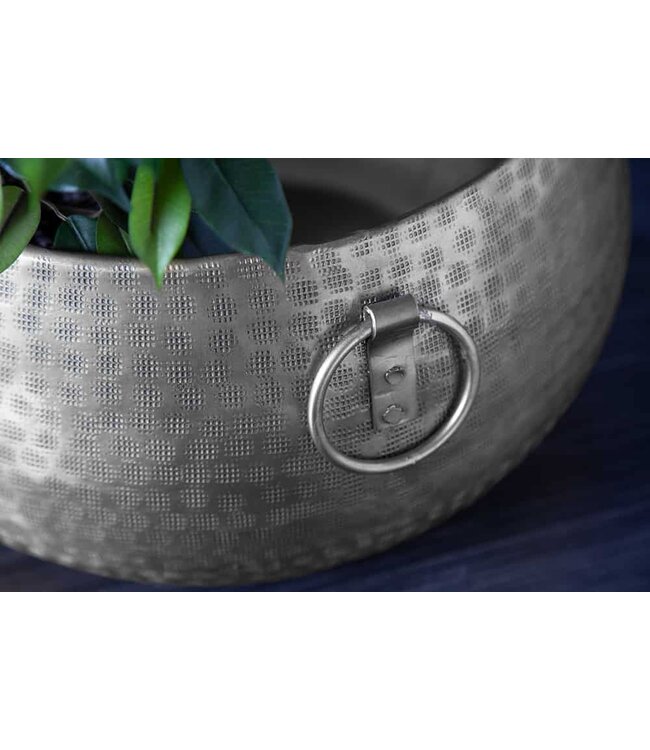 Invicta Interior Handgemaakte kommen set van 2 ORIENT zilveren bloempotten in gehamerd ontwerp - 40909