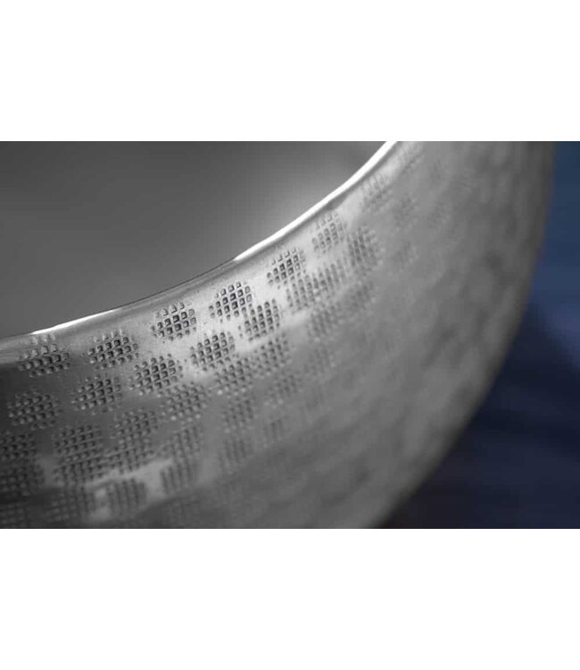 Invicta Interior Handgemaakte kommen set van 2 ORIENT zilveren bloempotten in gehamerd ontwerp - 40909