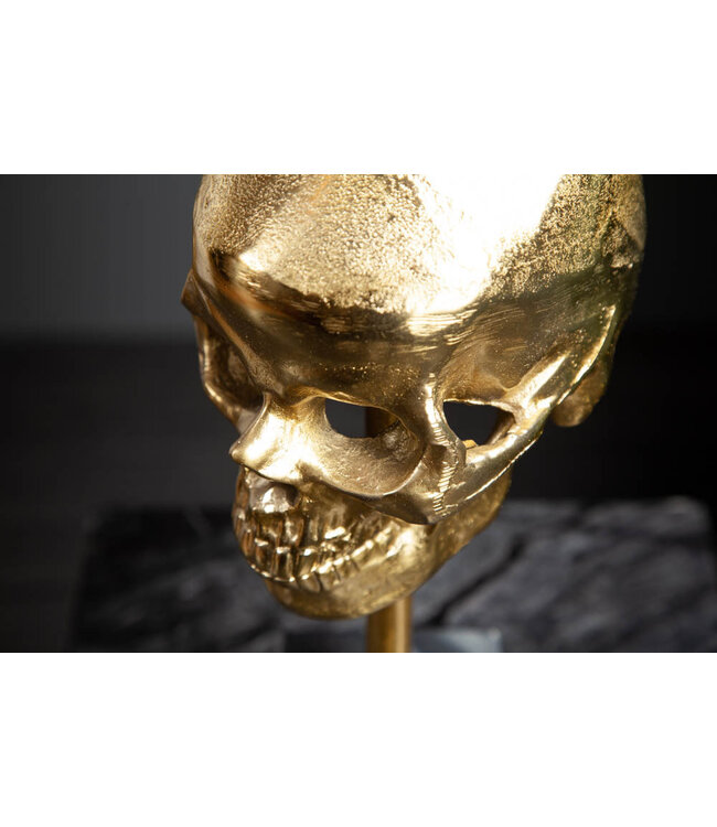 Invicta Interior Elegant sculptuur SKULL 35cm gouden schedel met marmeren voet - 40908