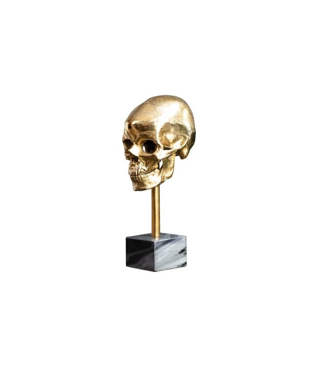 Invicta Interior Elegant sculptuur SKULL 35cm gouden schedel met marmeren voet - 40908