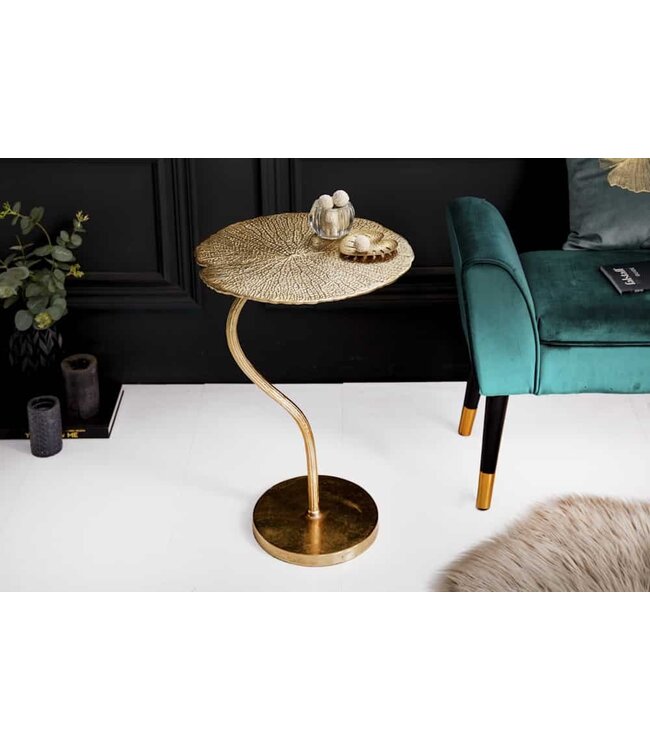 Invicta Interior Handgemaakte design bijzettafel ABSTRACT LEAF 40cm goud - 40904