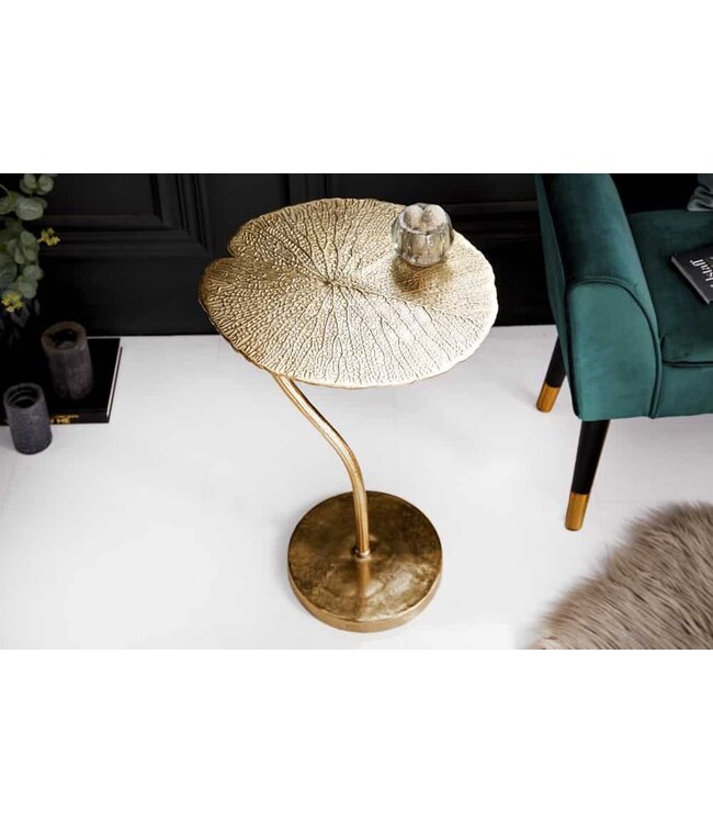 Invicta Interior Handgemaakte design bijzettafel ABSTRACT LEAF 40cm goud - 40904