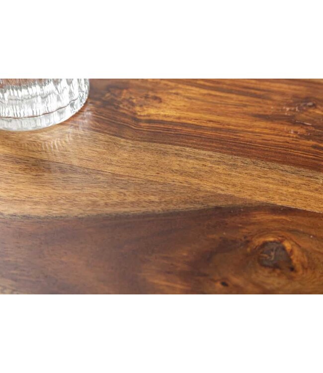 Invicta Interior Ronde massief houten eettafel MAKASSAR 80cm naturel zwarte Sheesham Haarspeldpoten - 40781