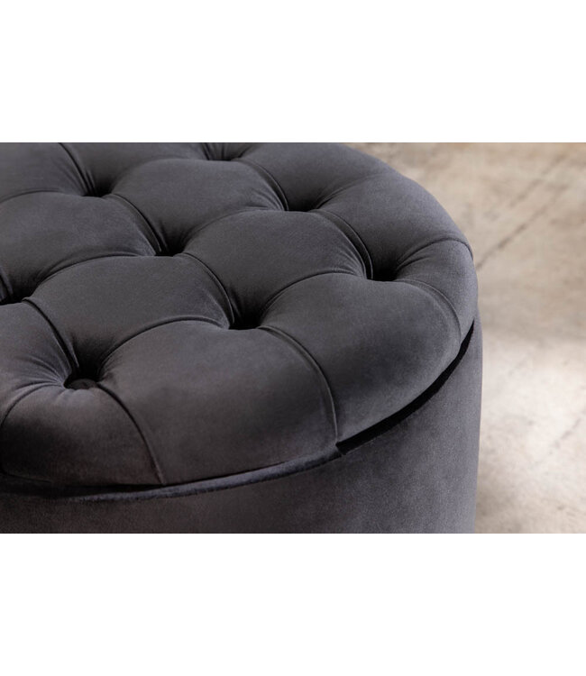 Invicta Interior Elegante kruk MODERN BAROQUE 50cm zwart fluwelen opbergmand - 40734