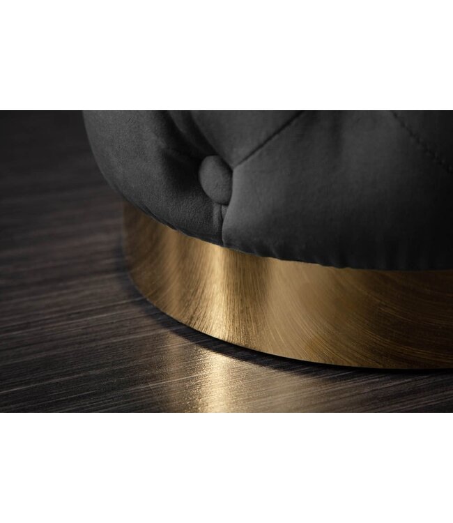 Invicta Interior Design kruk MODERN BAROK 40cm zwart goud fluweel Chesterfield - 40732