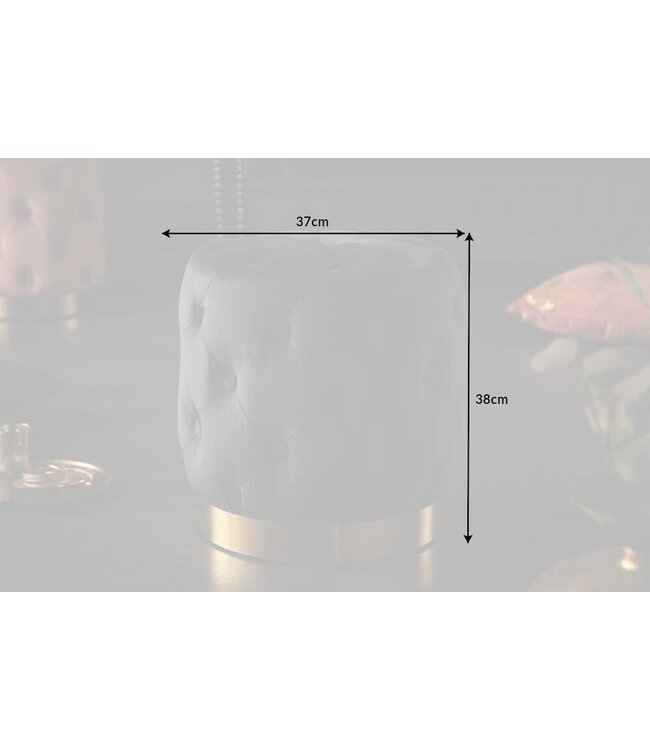 Invicta Interior Design kruk MODERN BAROK 40cm zwart goud fluweel Chesterfield - 40732