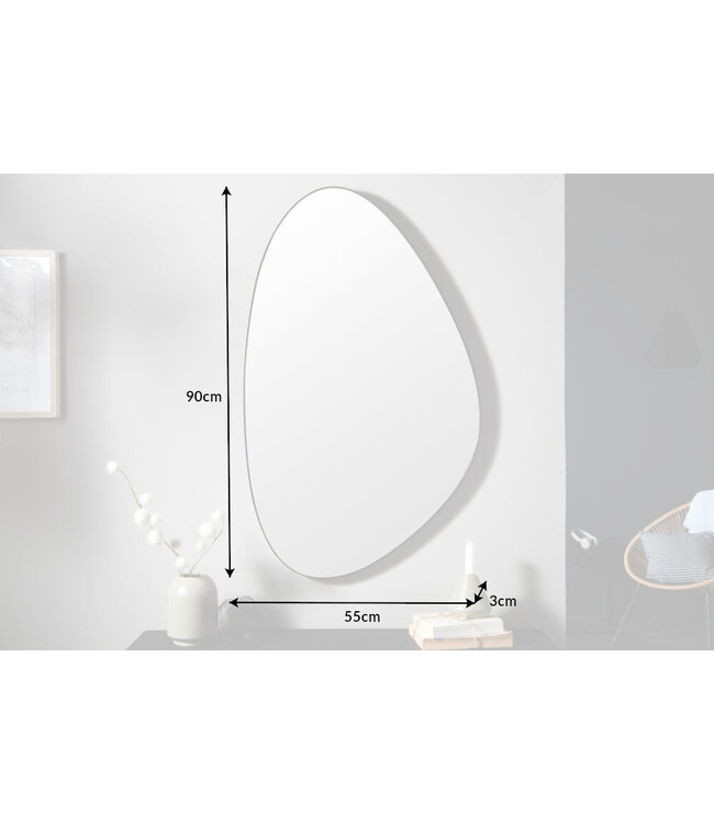 Invicta Interior Moderne wandspiegel NOEMI 90cm zwart asymmetrisch design - 40703