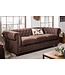 Invicta Interior Chesterfield 3-zitsbank 200cm vintage bruin 3-zits met knoopstiksel en veerkern - 40652