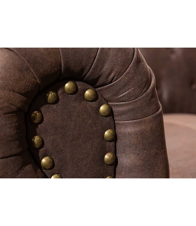 Invicta Interior Chesterfield 3-zitsbank 200cm vintage bruin 3-zits met knoopstiksel en veerkern - 40652