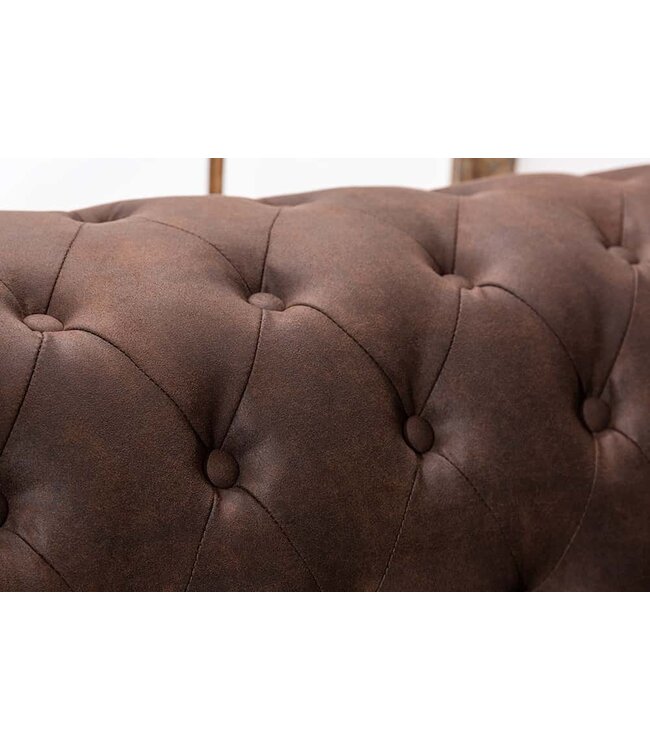 Invicta Interior Chesterfield 3-zitsbank 200cm vintage bruin 3-zits met knoopstiksel en veerkern - 40652