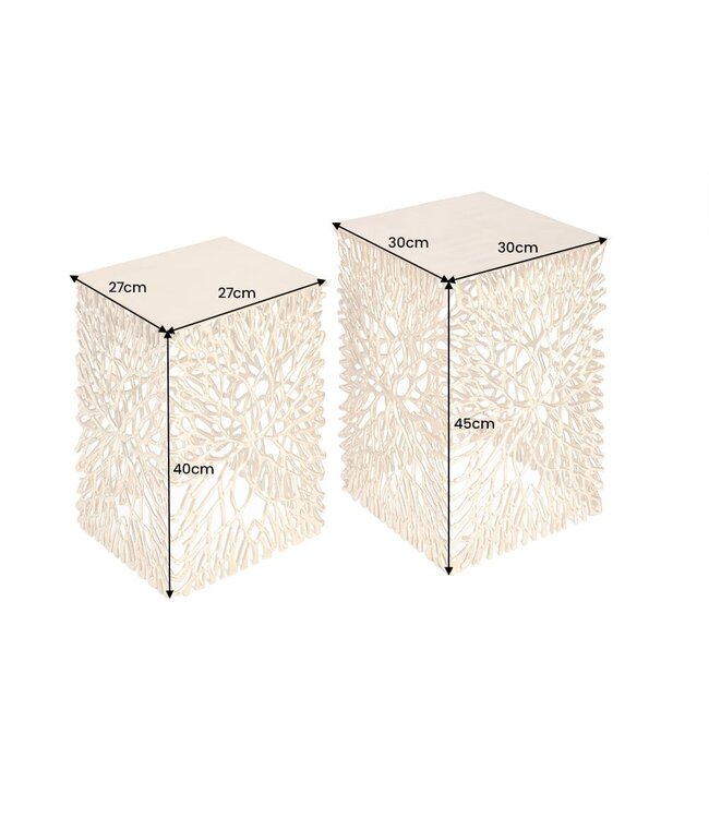 Invicta Interior Filigraan bijzettafel set van 2 ABSTRACT LEAF 45cm goud handgemaakt - 40613