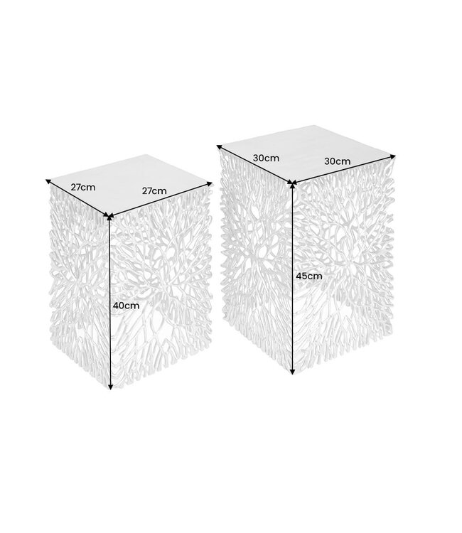 Invicta Interior Filigraan bijzettafel set van 2 ABSTRACT LEAF 45cm zilver handgemaakt - 40612