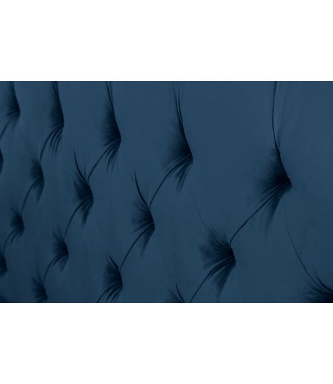 Invicta Interior Design tweepersoonsbed PARIS 180x200cm donkerblauw fluweel Chesterfield - 40556