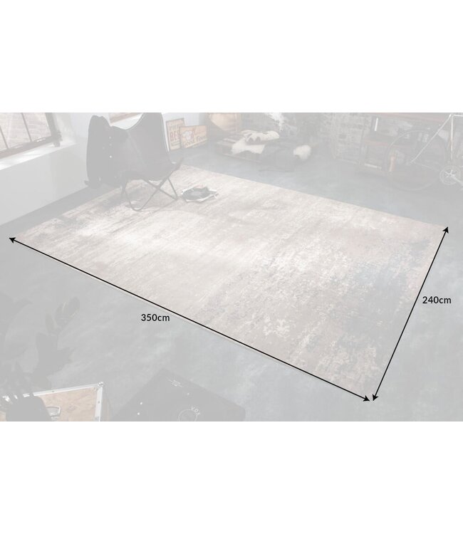 Invicta Interior Vintage katoenen vloerkleed MODERN ART 350x240cm grijsbeige gewassen used look - 40522