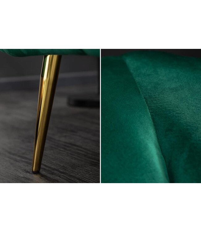 Invicta Interior Retro fauteuil NOBLESSE 105cm smaragdgroen fluweel met decoratieve quilting - 40478