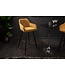 Invicta Interior Elegante barkruk TURIN mosterdgeel fluweel met decoratieve doorgestikte barstoel met armleuning - 40437