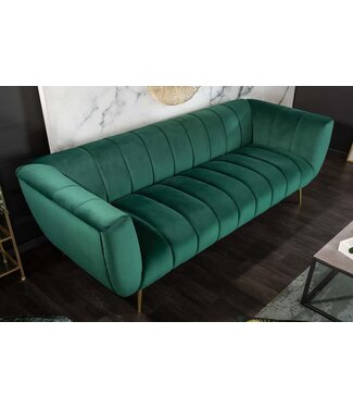 Invicta Interior Retro 3-zitsbank NOBLESSE 225cm smaragdgroen fluweel 3-zits met decoratieve quilting - 40404