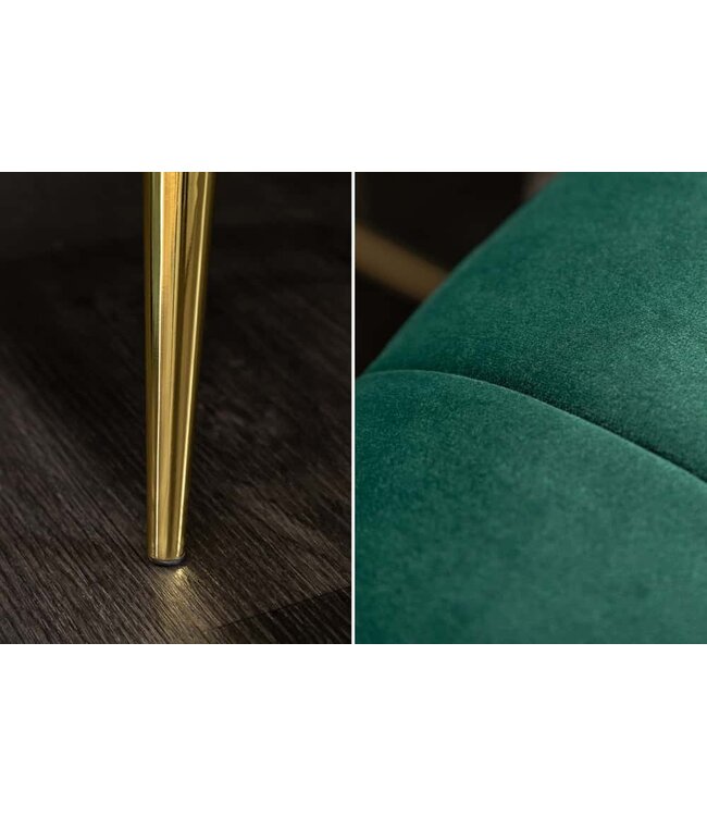 Invicta Interior Retro 3-zitsbank NOBLESSE 225cm smaragdgroen fluweel 3-zits met decoratieve quilting - 40404