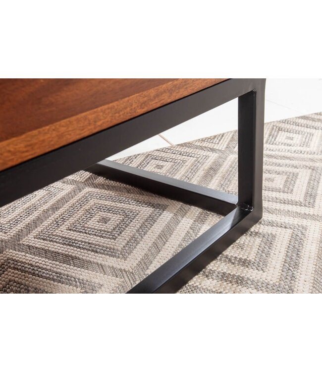 Invicta Interior In hoogte verstelbare salontafel MAKASSAR FUNCTION 110cm massief sheeshamhout met opbergruimte metaal - 40299