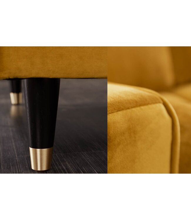 Invicta Interior Elegante hoekbank COSY VELVET 260cm mosterdgeel fluwelen veerkern 3-zitsbank - 40277