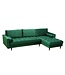 Invicta Interior Elegante hoekbank COSY VELVET 260cm smaragdgroene fluwelen veerkern 3-zitsbank - 40274