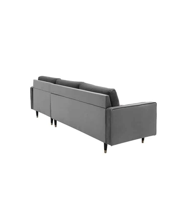 Invicta Interior Elegante hoekbank COSY VELVET 260cm grijze fluwelen 3-zitsbank met veerkern - 40273