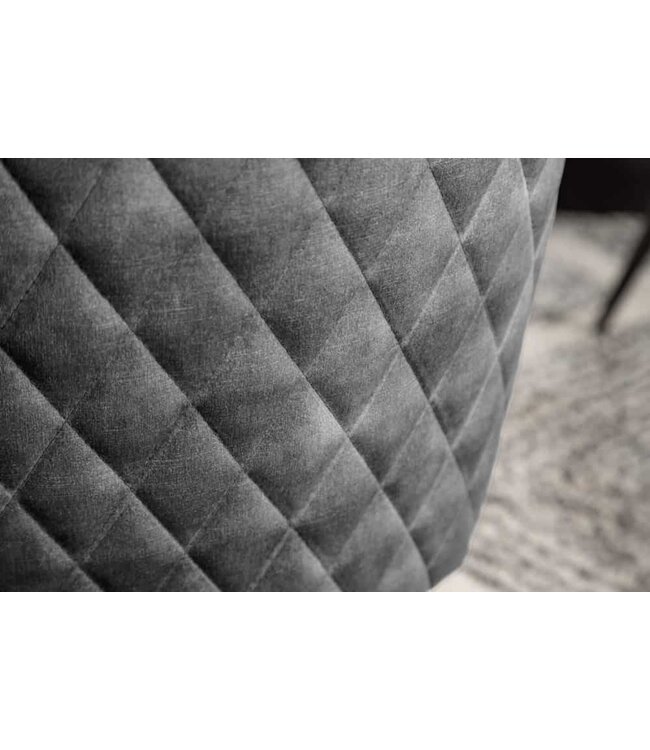 Invicta Interior Draaibare design stoel EUPHORIA donkergrijs fluweel met armleuning metalen frame zwart - 40263