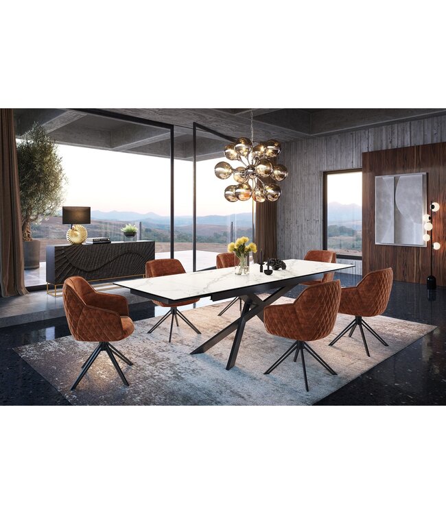 Invicta Interior Draaibare design stoel EUPHORIA bruin fluweel met armleuning metalen frame zwart - 40262