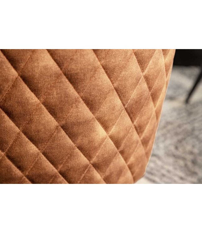 Invicta Interior Draaibare design stoel EUPHORIA bruin fluweel met armleuning metalen frame zwart - 40262