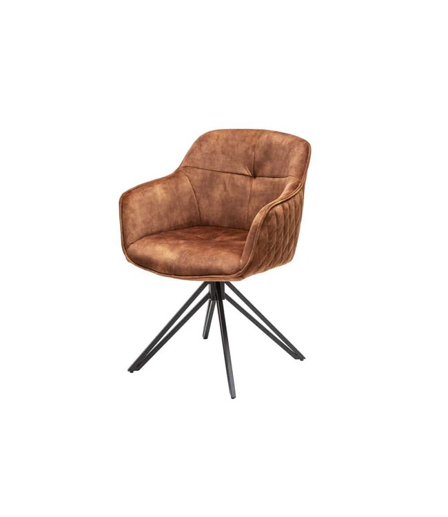 Invicta Interior Draaibare design stoel EUPHORIA bruin fluweel met armleuning metalen frame zwart - 40262