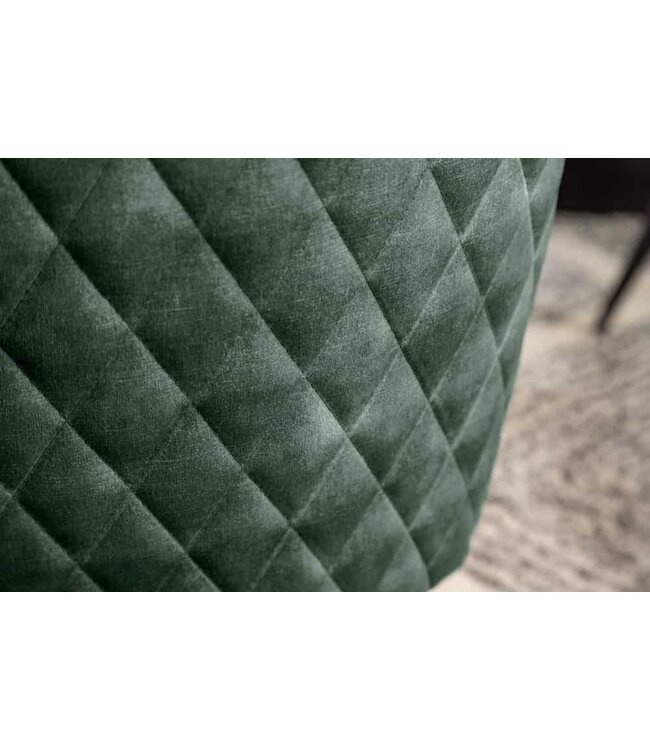 Invicta Interior Draaibare design stoel EUPHORIA donkergroen fluweel met armleuning metalen frame zwart - 40261