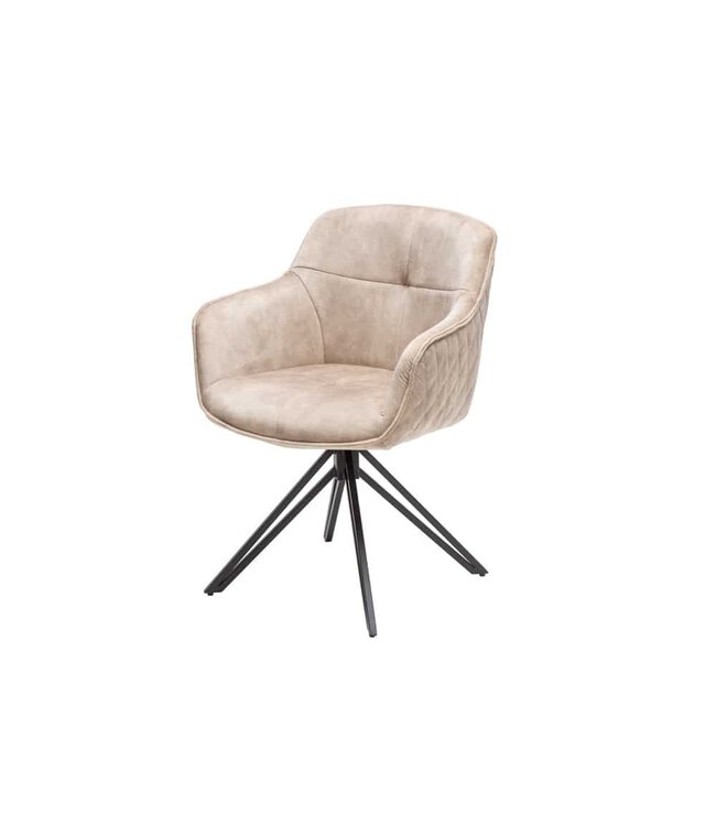 Invicta Interior Draaibare design stoel EUPHORIA champagne grijs fluweel met armleuning metalen frame zwart - 40259