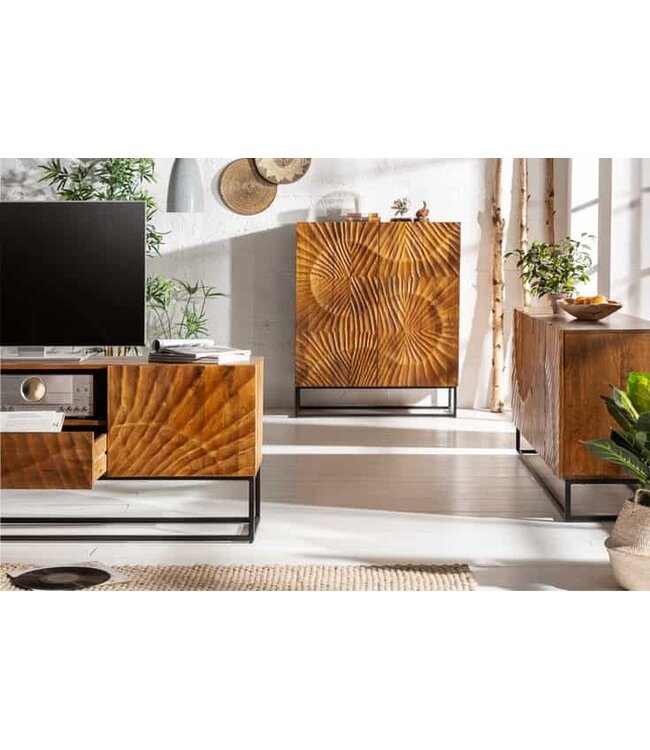 Invicta Interior Massief TV-lowboard SCORPION 160cm mangohout met gedetailleerd 3D-snijwerk - 40252