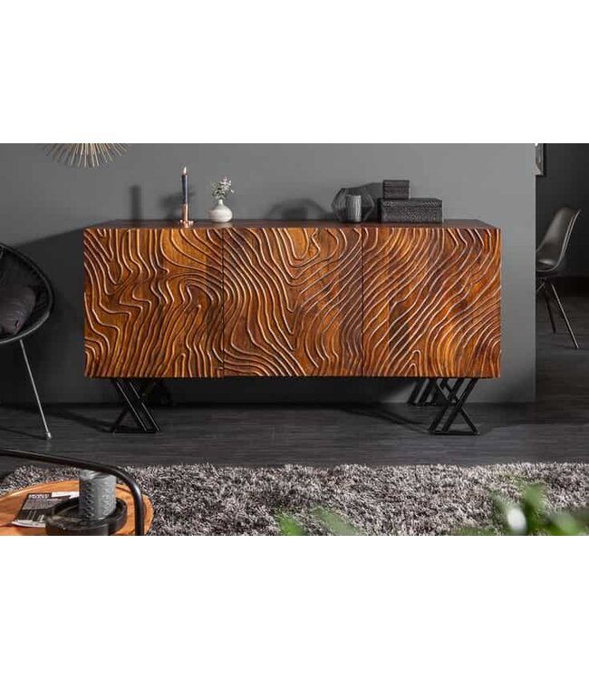 Invicta Interior Handgemaakt dressoir FLUID 160 cm mangohout uitgebreid frontontwerp - 40244