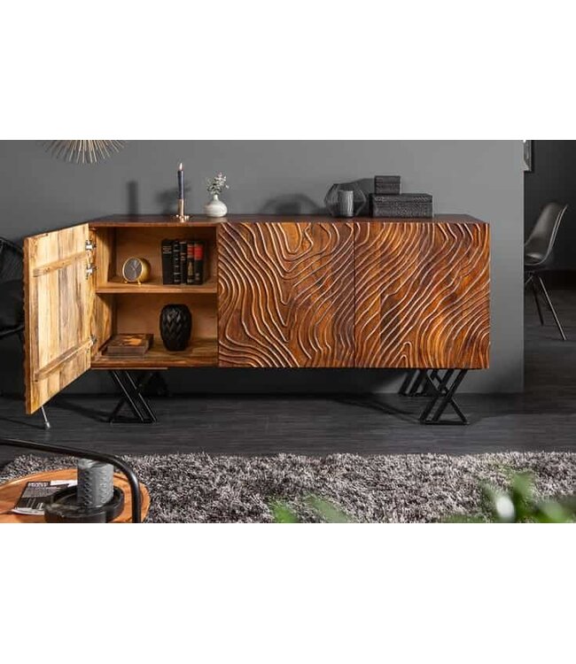 Invicta Interior Handgemaakt dressoir FLUID 160 cm mangohout uitgebreid frontontwerp - 40244