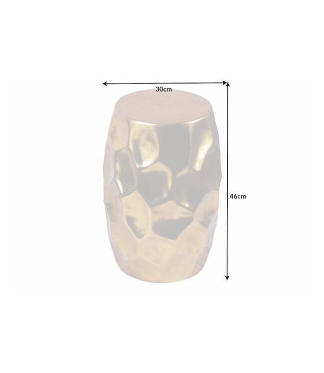 Invicta Interior Handgemaakte bijzettafel ORGANIC ORIENT 50cm goud metaal gehamerd design rond - 40230