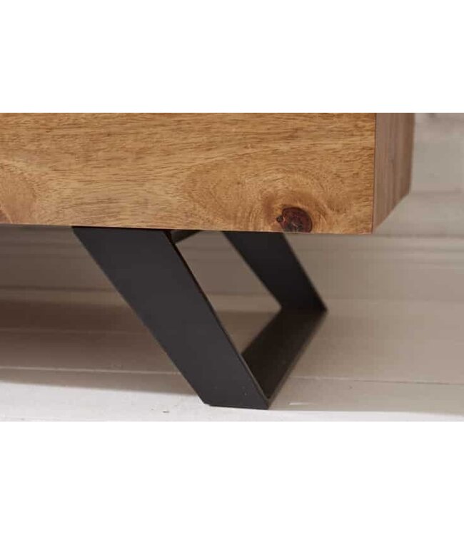 Invicta Interior Massief dressoir AMAZONAS 140cm bruine sheeshamhouten vitrinekast met boomrand - 40195