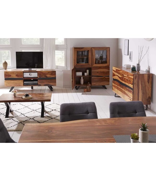 Invicta Interior Massief TV-lowboard AMAZONAS 160cm bruin sheeshamhout met boomrand - 40194