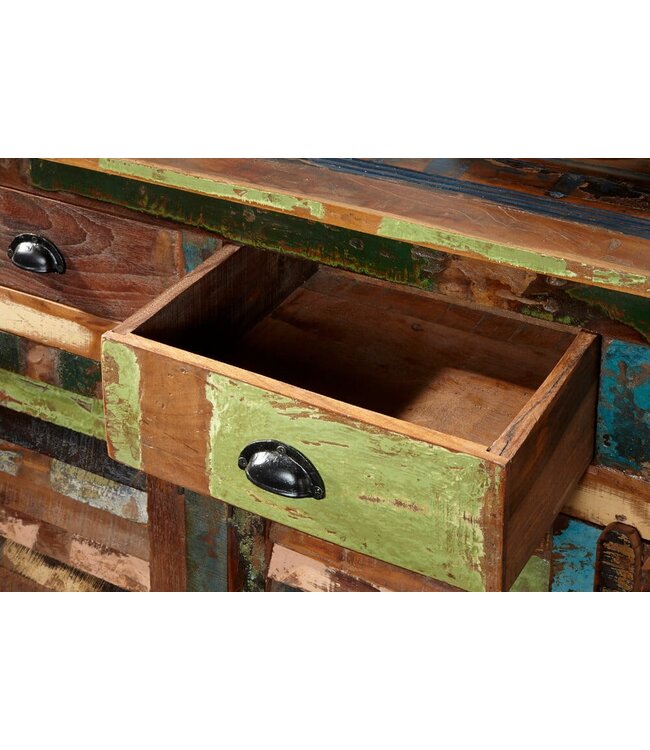 Invicta Interior Uniek dressoir JAKARTA 160cm kleurrijk gerecycled massief hout van vissersboten - 40126