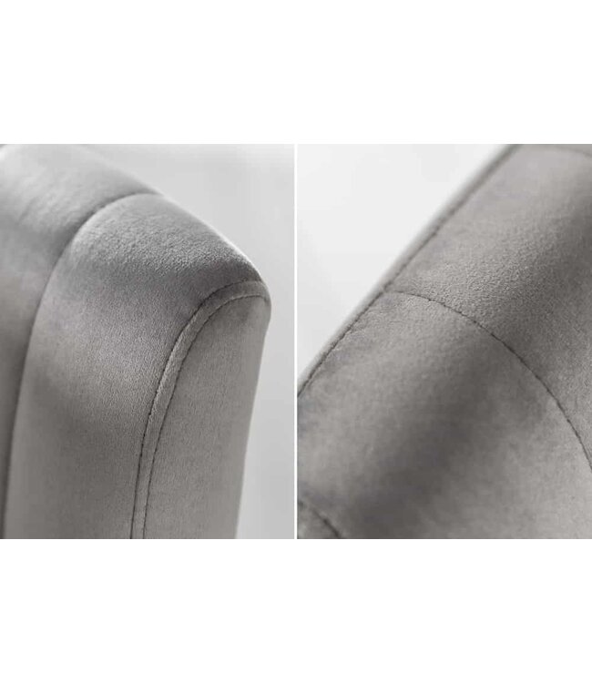 Invicta Interior Draaibare retro barkruk PORTLAND grijs fluwelen barkruk - 40125